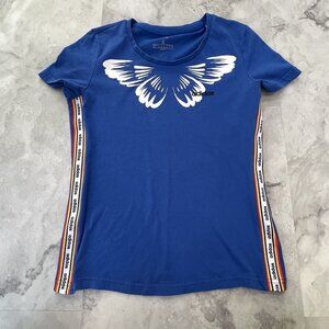 ADIDAS X‎ Farm Rio Blue Butterfly Graphic Tee Shirt Size Small S